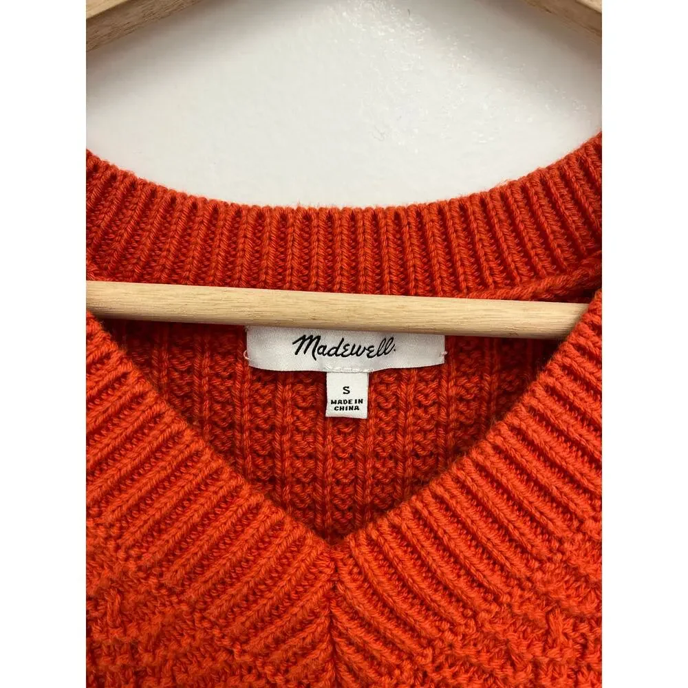 Madewell Waffle-Knit Sweater Vest Cotton Crop Preppy Academia Colorful - Small